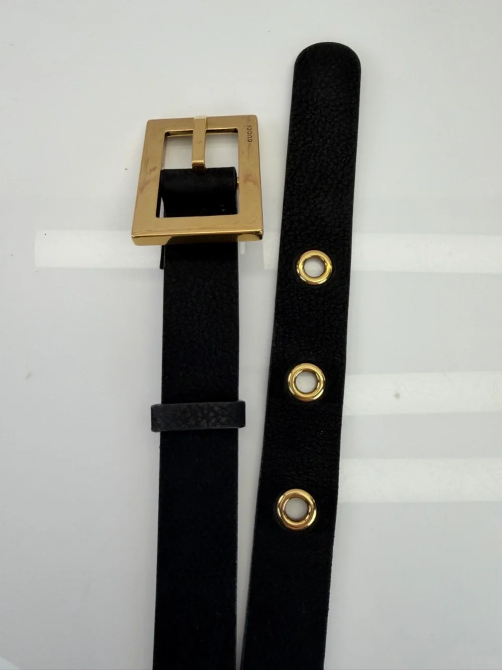 Gucci Black Leather Square Buckle Waist Belt 85/34”